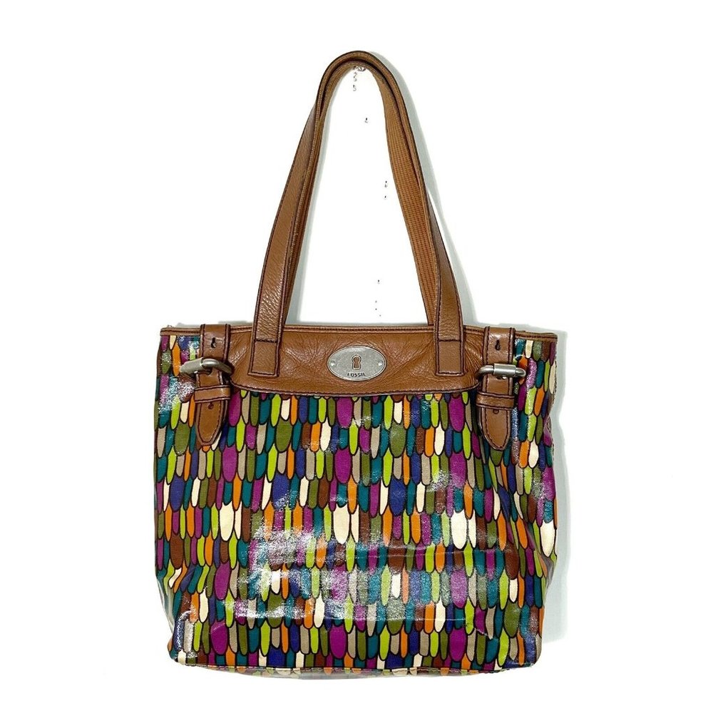 Fossil Key-Per Shopper Geometric Multicolor Handb… - image 1